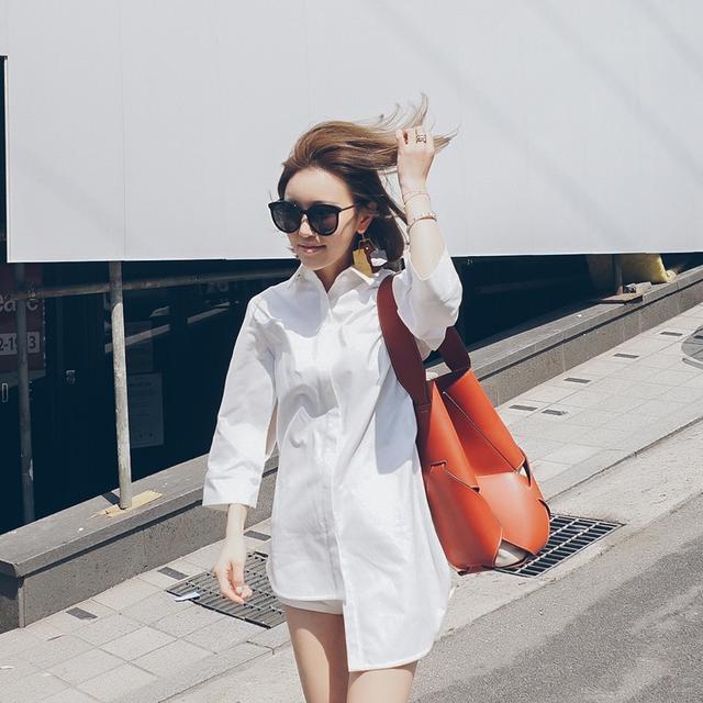 孕妇衬衫上衣中长款搭配,孕妇穿搭秋季衬衫