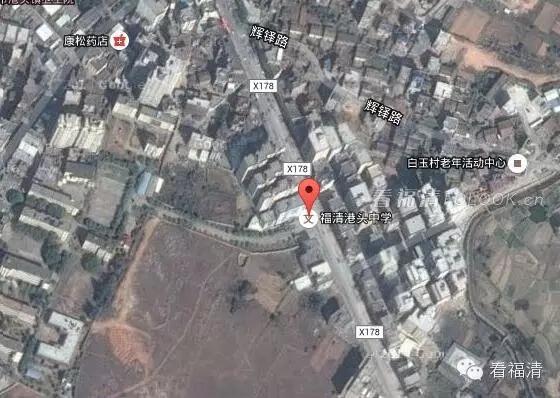 航拍福清市学校,可以看到学校内部的卫星地图