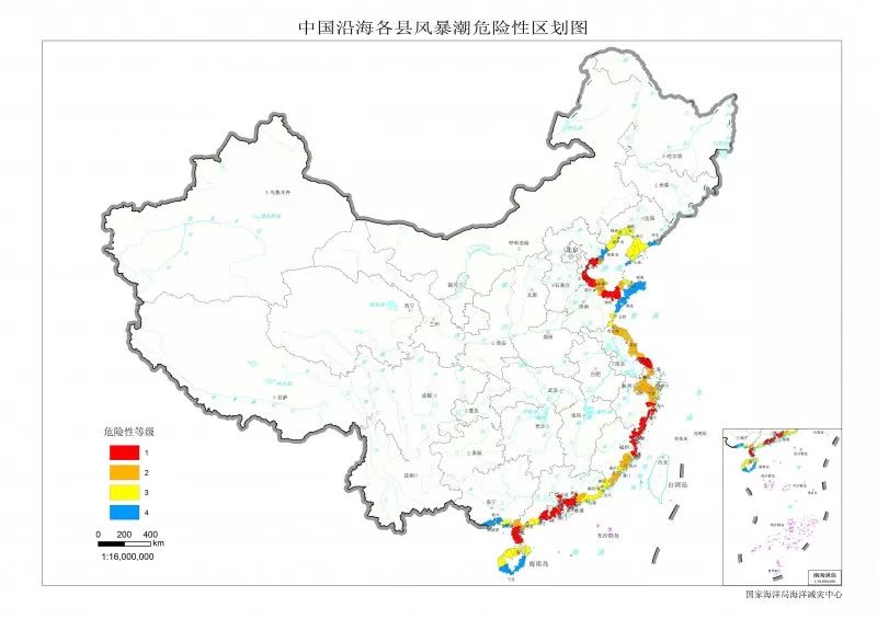 我国近海海洋灾害具有明显差异性,海洋灾害风险区划图