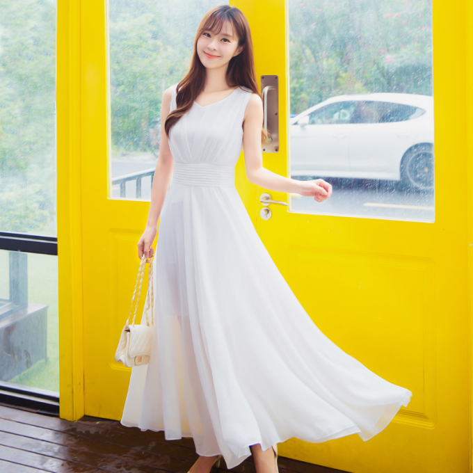 小众高级感长裙雪纺裙,仙气雪纺裙中长款
