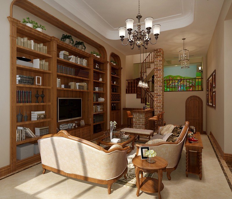 美式轻奢硬装100平,6万软装硬装90平