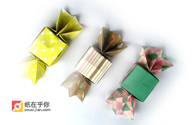 纸在乎你手工折纸糖果收纳盒视频图解教程