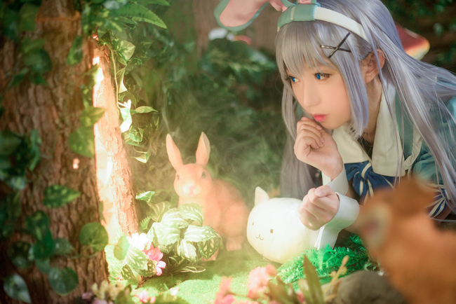 香风智乃cos假发造型过程,香风智乃cos正片户外