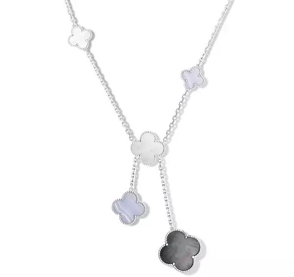 vca四叶草带钻项链系列,vca梵克雅宝四叶草项链