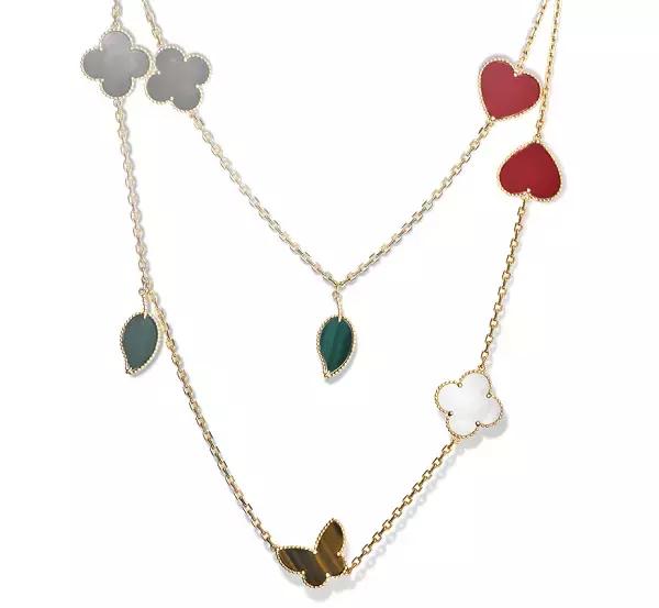 vca四叶草带钻项链系列,vca梵克雅宝四叶草项链