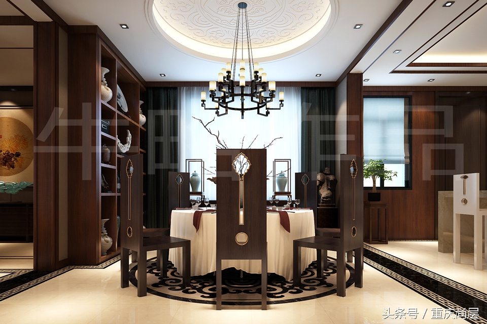 重庆南山郡联排别墅335平新中式装修设计作品欣赏