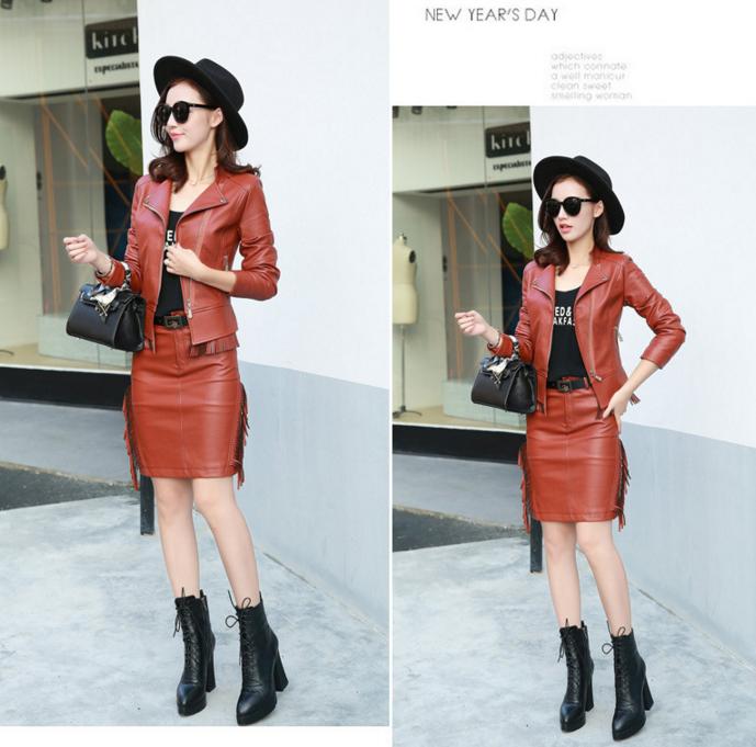 高级皮衣休闲,高档pu皮衣针织拼接