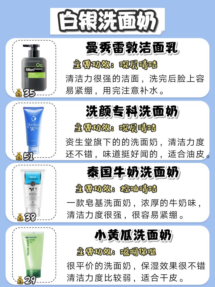 男士洗面奶段位推荐,男士洗面奶段位测评