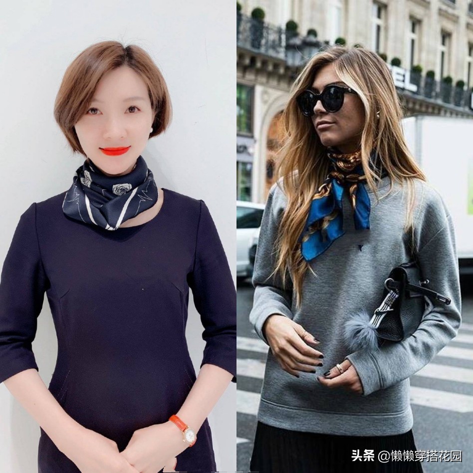 衬衣搭丝巾怎么穿出高级感,大丝巾搭配毛衣的方法穿出高级感