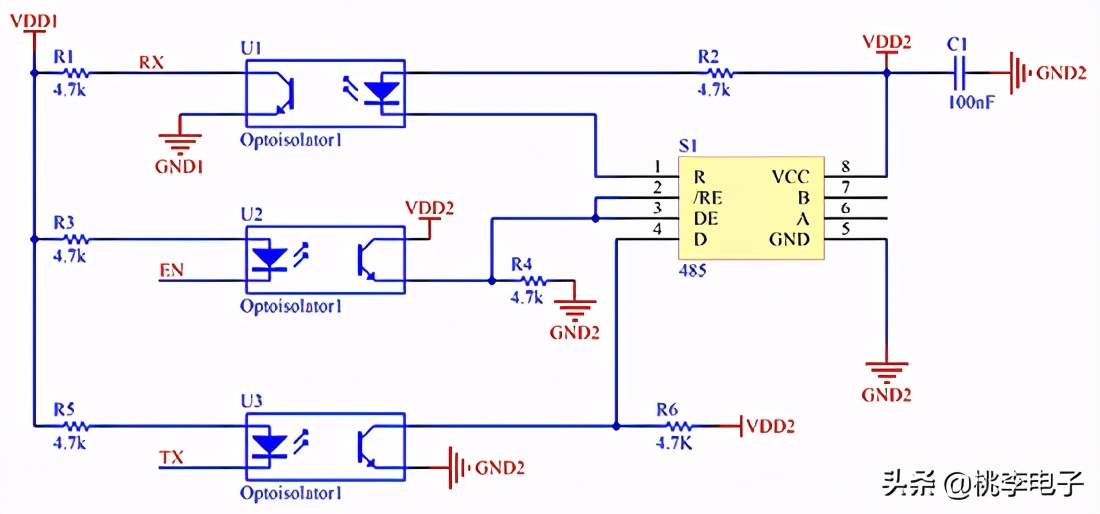 几种实现485隔离的方案,单片机与485隔离电路