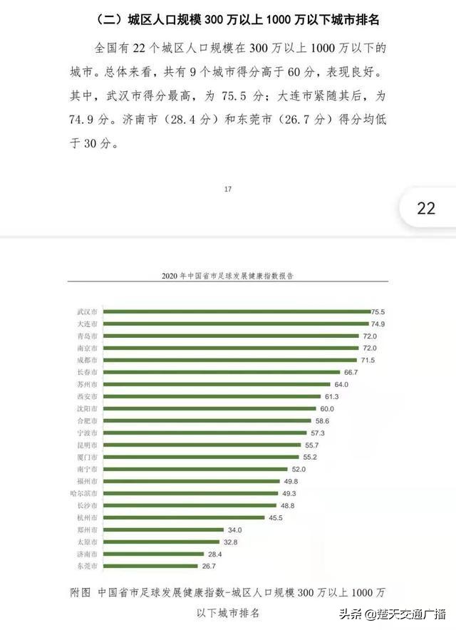 中国足球发展健康指数,武汉足球在全国水平