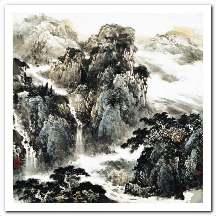 溪山山水画,溪山风骨山水图