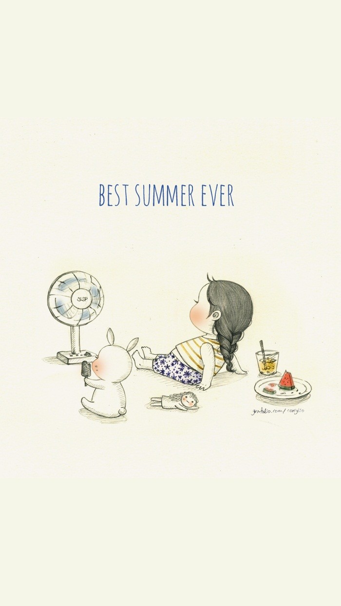 少女与兔子插画,兔子手绘创意插画