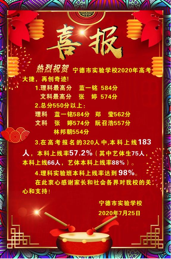 福建宁德一中高考喜报,福建福安一中喜报