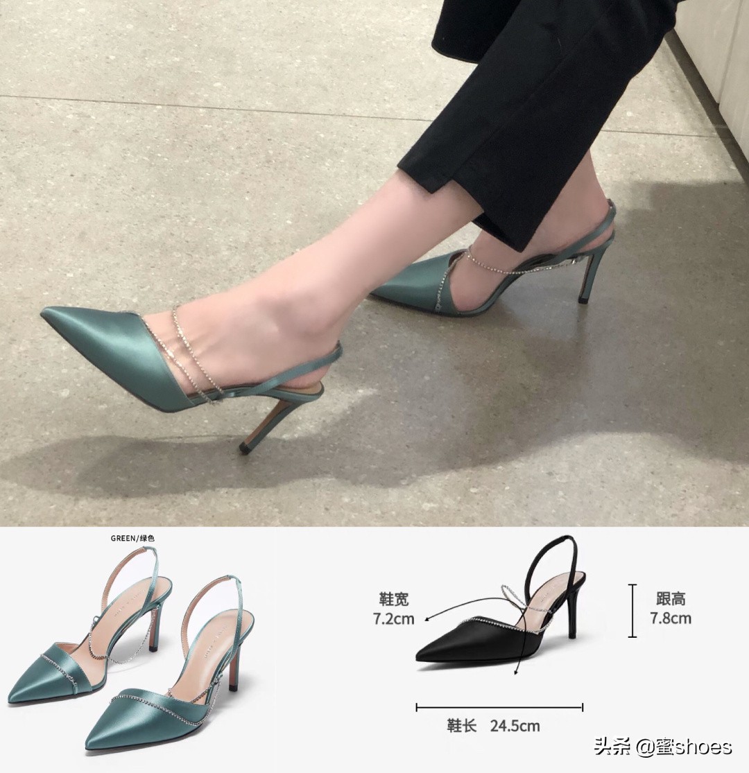 小ck裸色高跟鞋3-5厘米搭配,小ck蝴蝶结高跟鞋女粗跟水晶单鞋