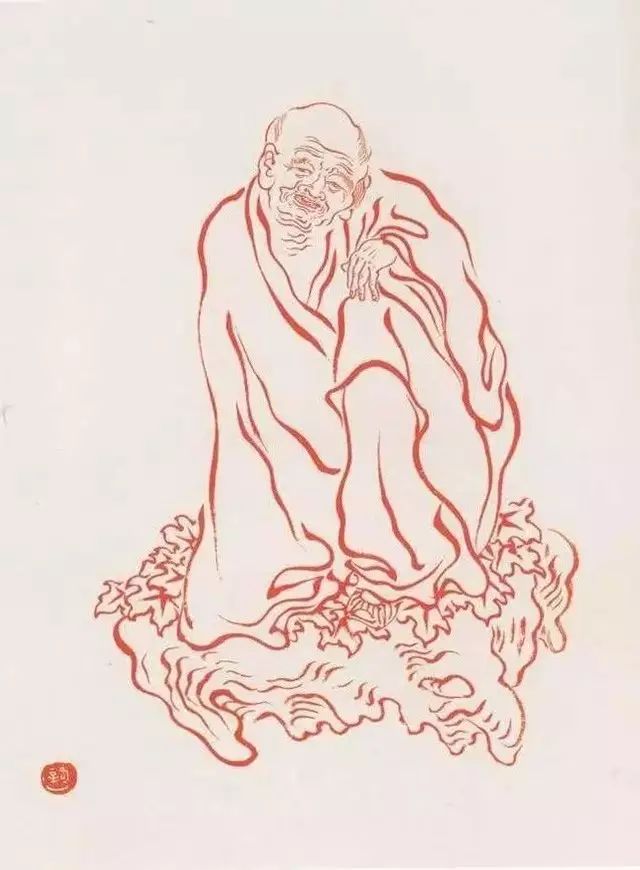 弘一法师的蓝底描金十八罗汉作品,弘一大师100万罗汉图写意