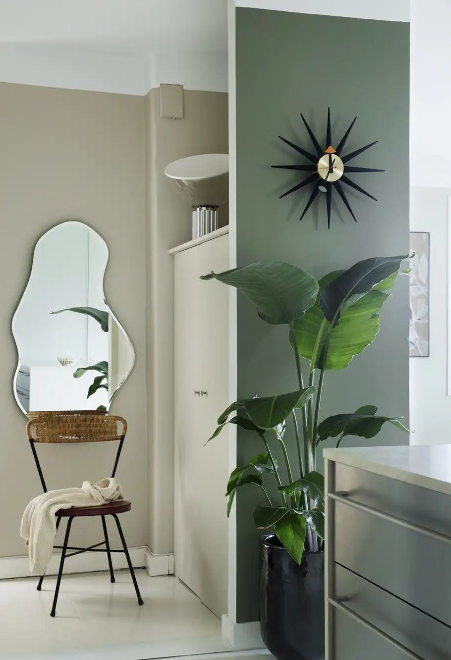 绿色墙地板颜色,绿意盎然室内花墙