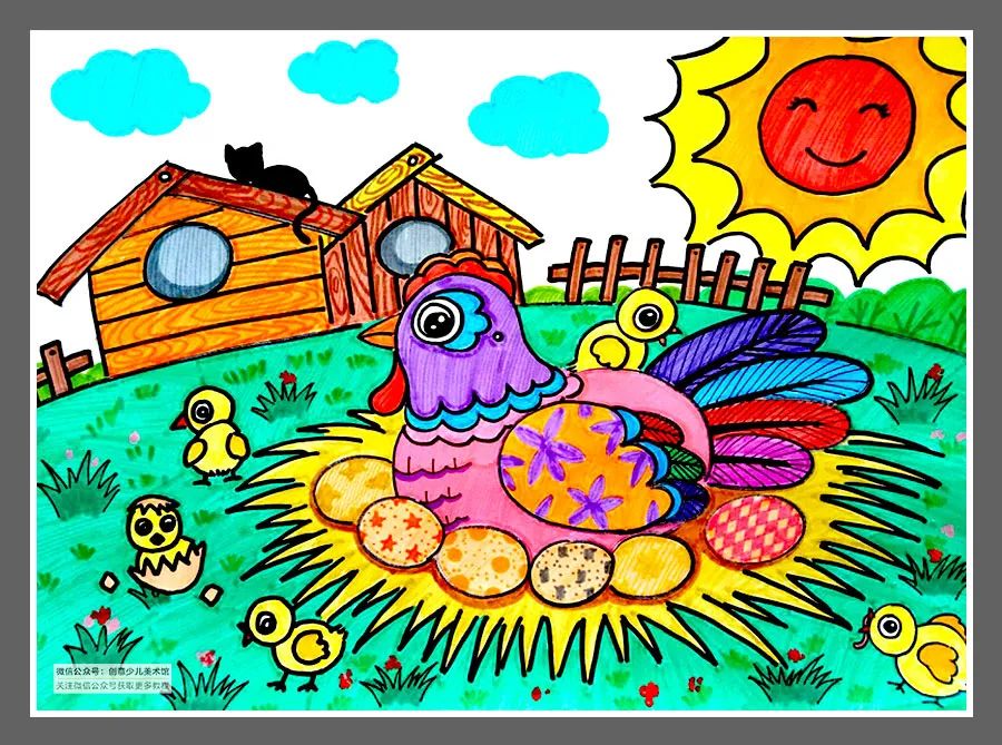 绘画素材儿童画,色彩的渐变绘画作品儿童画