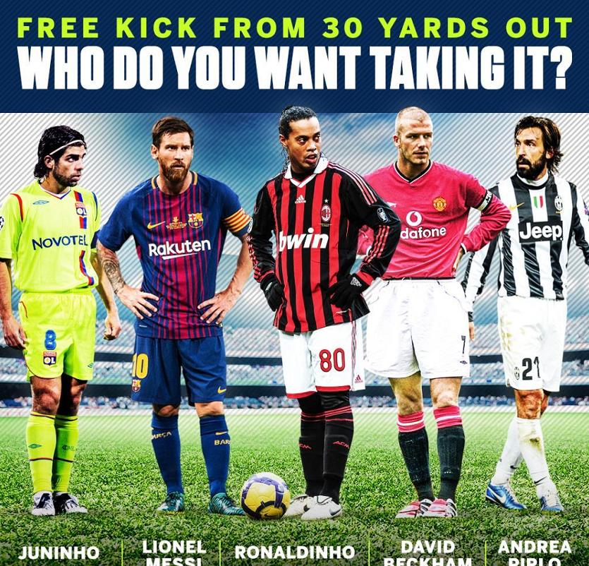 足以载入史册的20个任意球,12个惊艳足坛的超级任意球进球