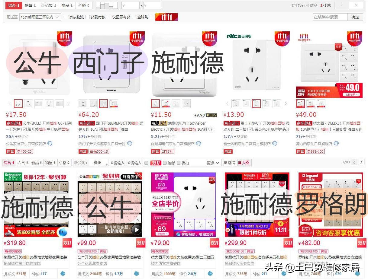 西门子公牛西蒙施耐德哪个好,开关插座选西门子施耐德公牛