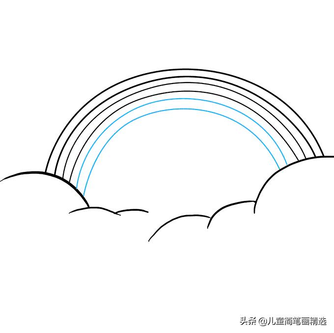 彩虹房子简笔画简单又好看,儿童简笔画精选彩虹风景画