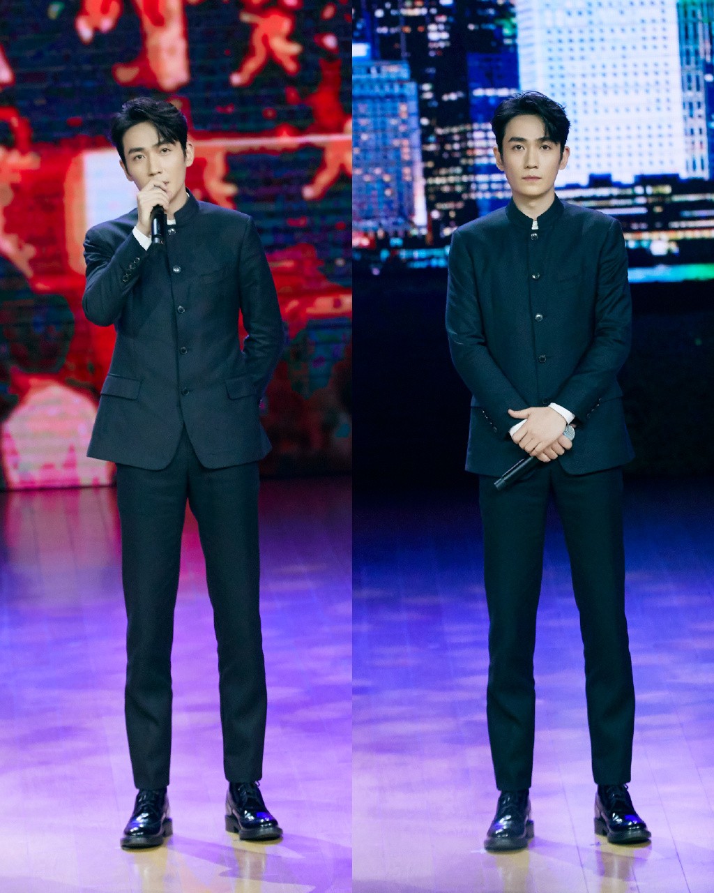 朱一龙黑色西装写真,朱一龙蓝色西服写真