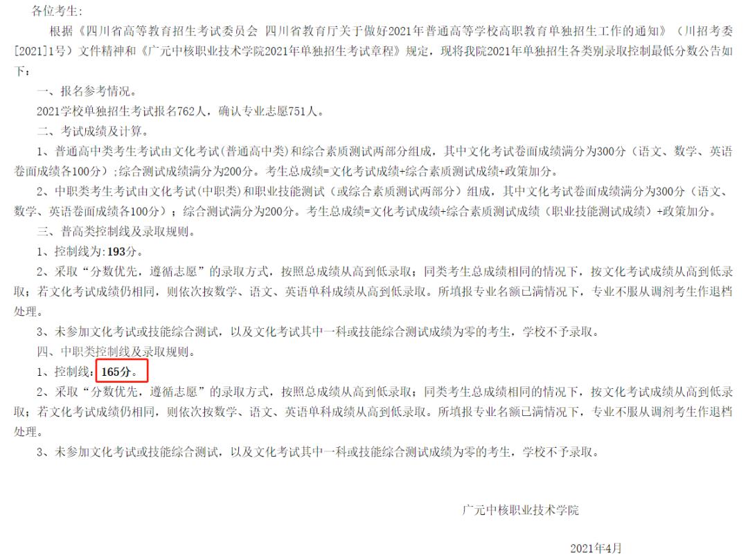 2022内江高职院校单招录取分数线,2023单招六类各院校录取分数线