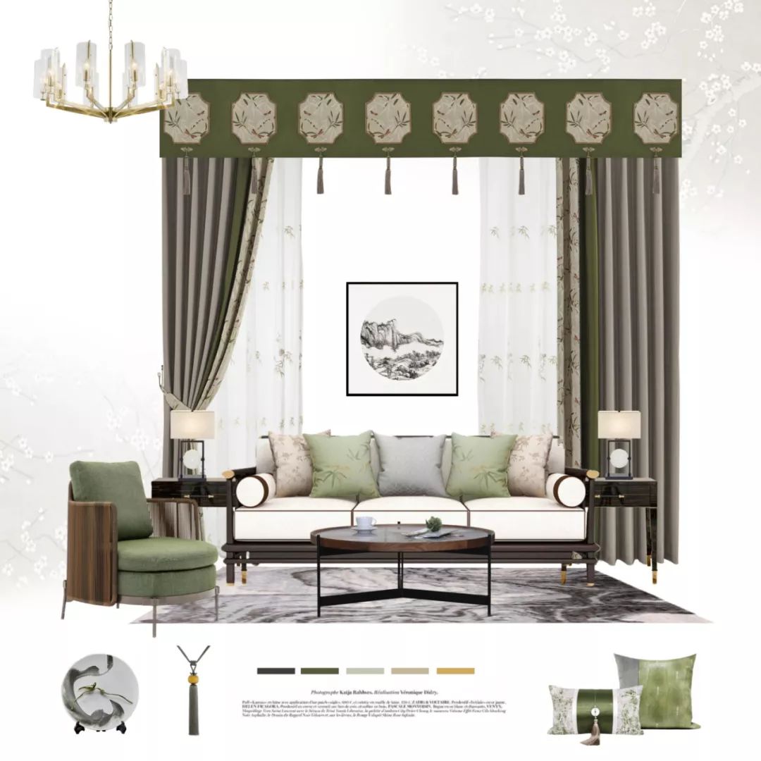 凯悦家居布艺效果图,凯悦新中式窗帘效果图