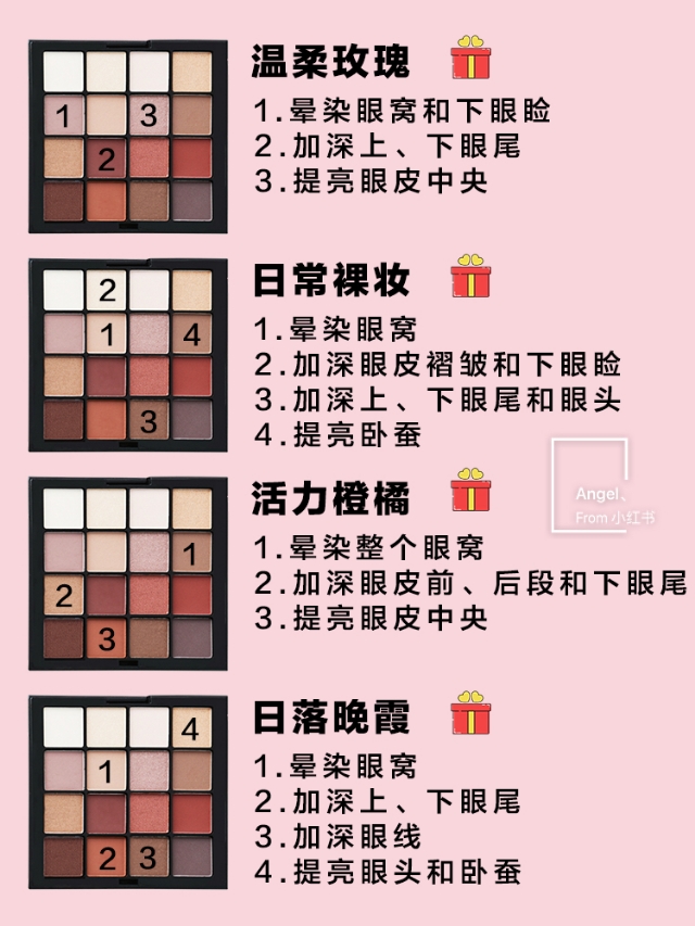 NYX眼影40色烟熏妆教程,nyx眼影教程40色大地色