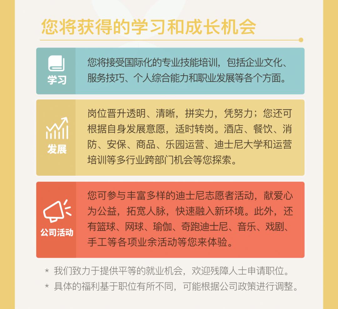 迪士尼工作人员招聘要求,迪士尼运营正式工招聘