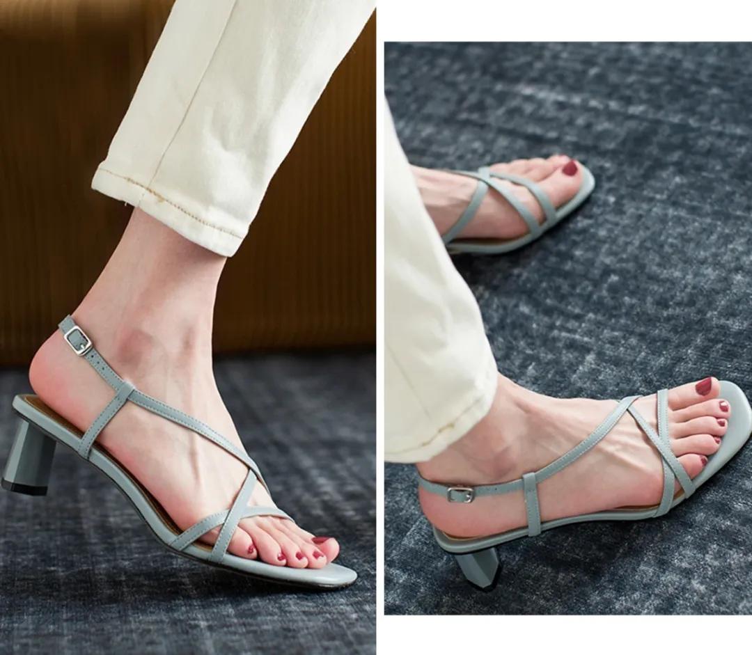 小个子休闲凉鞋穿搭,夏季百搭潮流凉鞋两穿显脚小