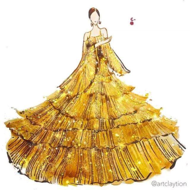 服装设计礼服素描手稿,著名设计师服装设计手稿