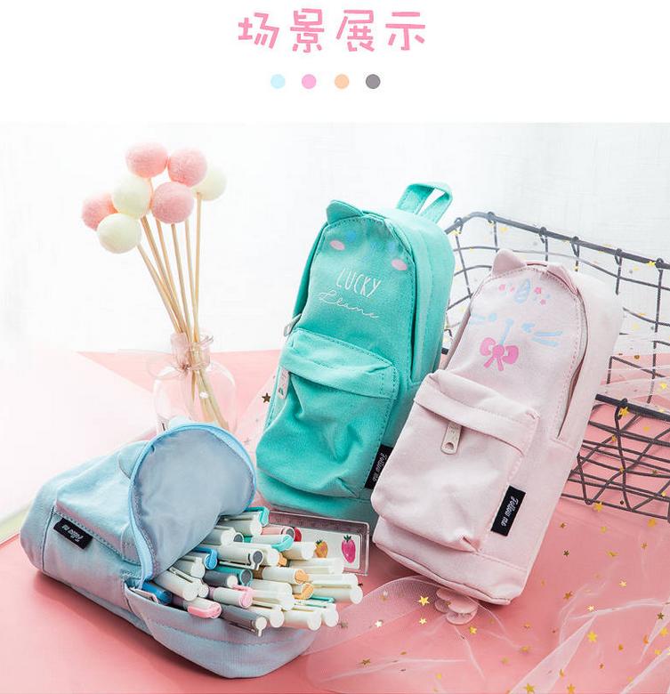 日系简约少女大容量笔袋,日系简约学生文具笔袋
