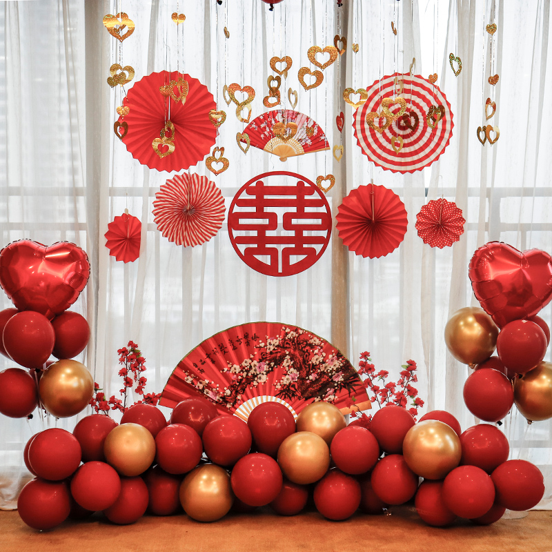 婚房气球布置床头,婚房气球布置