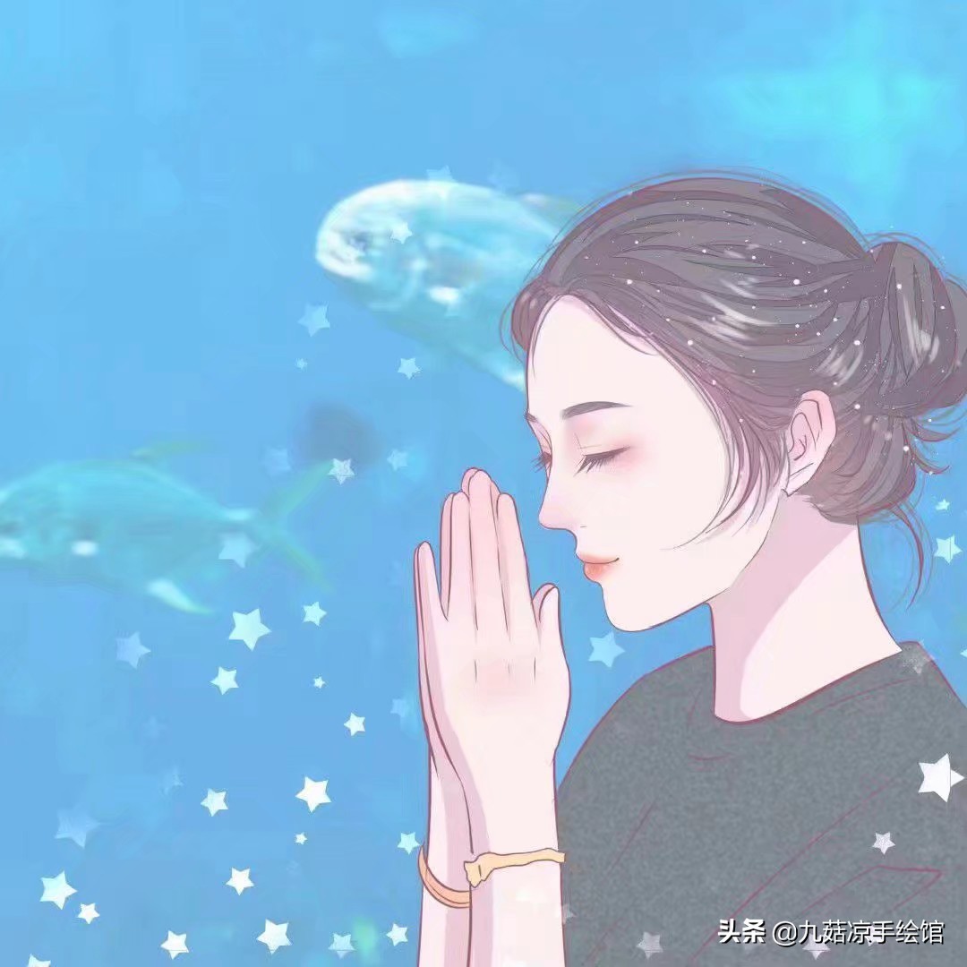 手绘情侣头像眼睛带心,拿花朵的手绘情侣头像