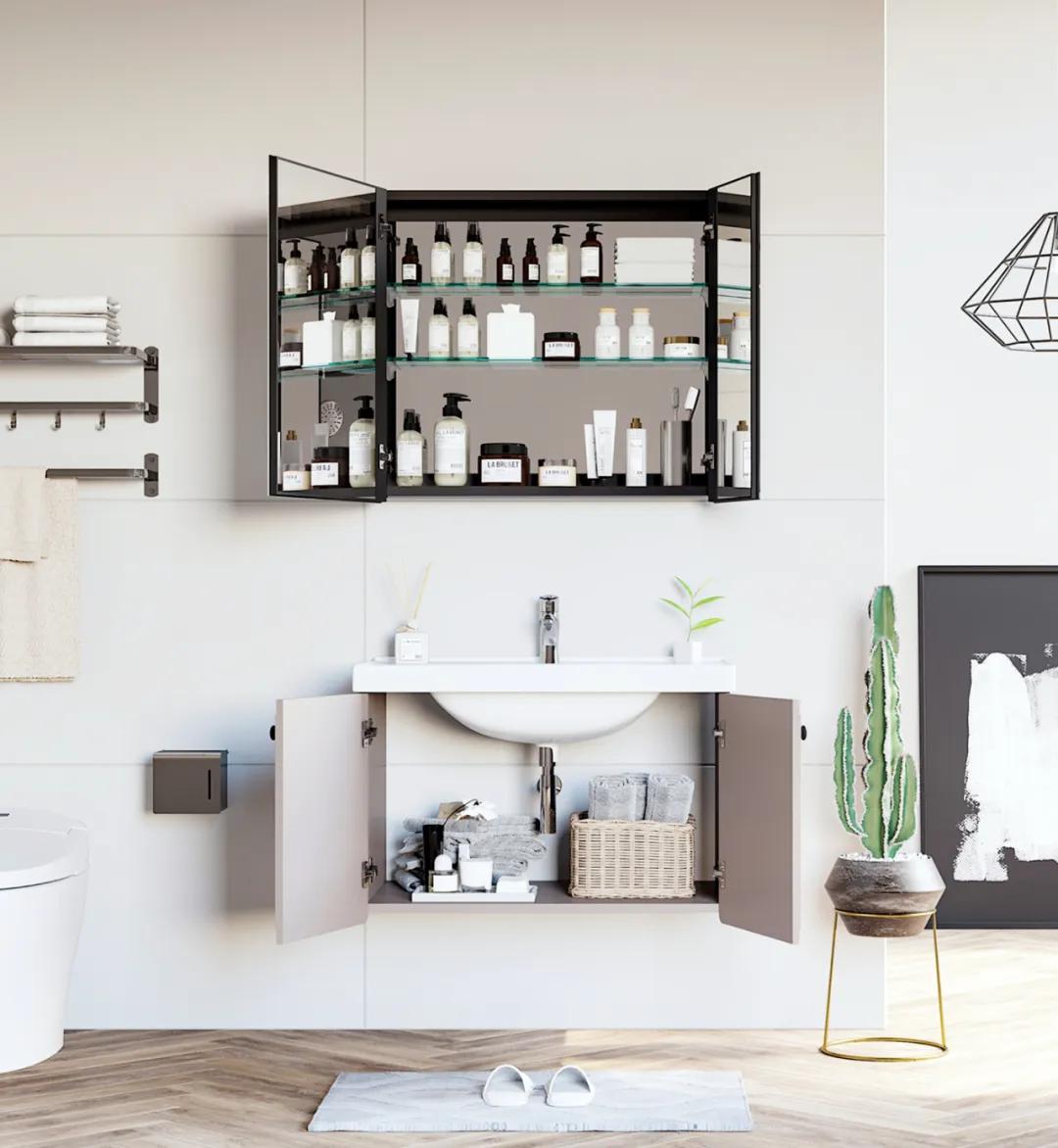 颜值超高的浴室柜,复古卫生间浴室柜推荐