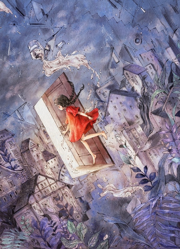 韩国插画师森林女孩日记图文,水彩插画森林女孩日记