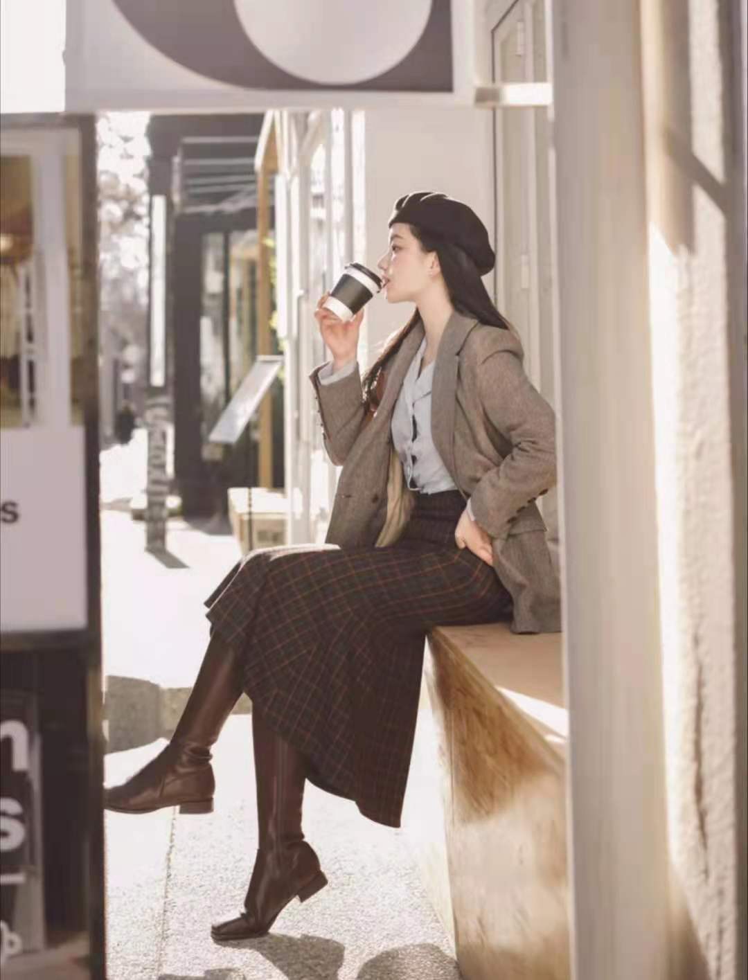 格纹西装外套休闲穿搭男士,小个子收腰格纹西装搭配