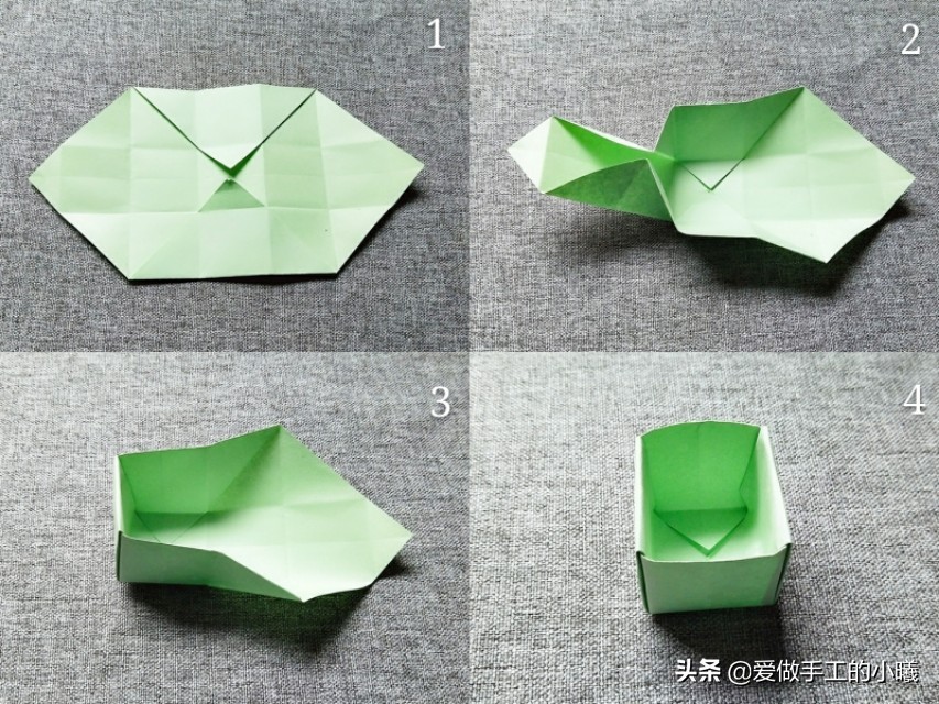 幸运草的盒子折纸教程,装四叶草盒子简单折纸
