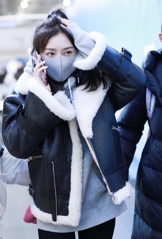 秦岚花少同款羊羔毛外套,秦岚同款穿搭冬季打底衫