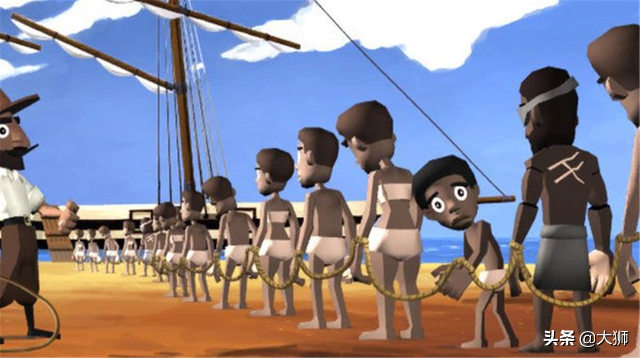 黑奴船上的悲剧:男子被关进船舱,女子在甲板上惨叫