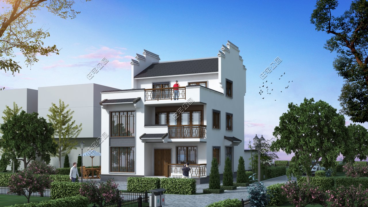 农村新中式小院别墅,新中式带泳池别墅小院