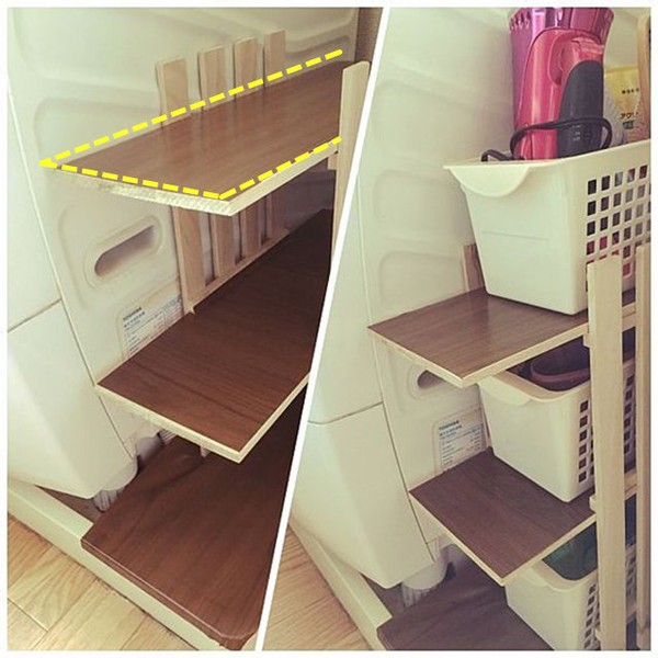 洗衣机旁极窄柜子,洗衣机上方缝隙收纳方法