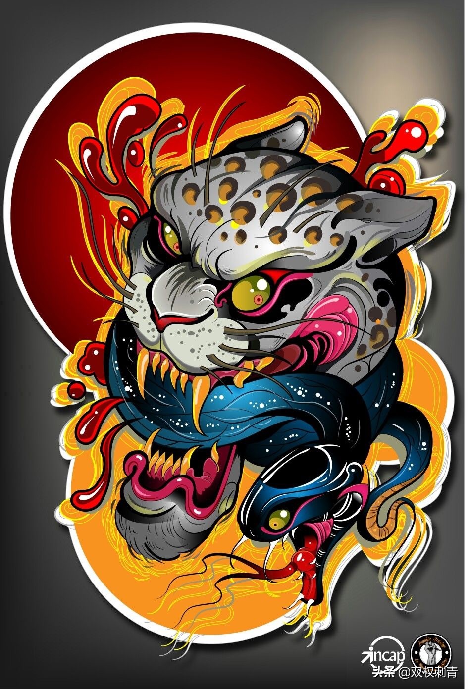 新传统老虎纹身手稿,满背老虎纹身手稿大全