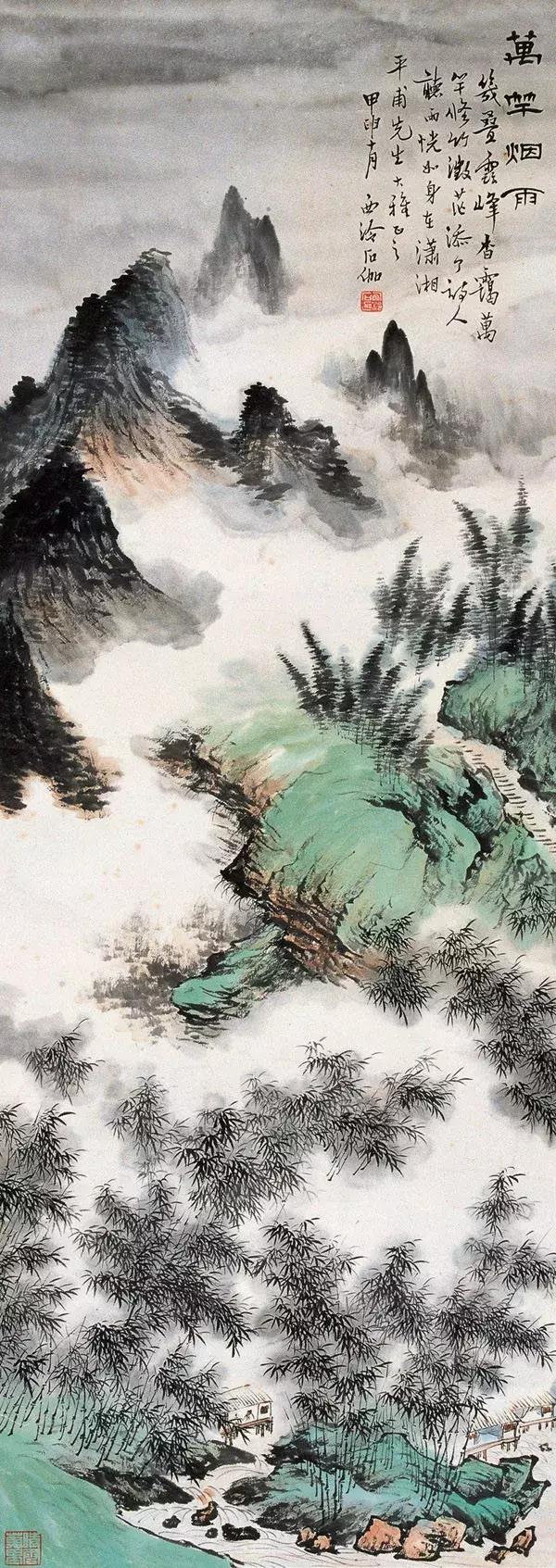 国画山水作品欣赏白雪石,国画山水奇石图片大全