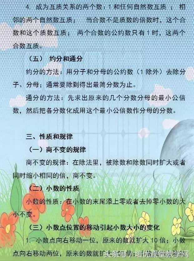 小学数学必背公式完整版,廖老师熬夜整理小学数学公式大全