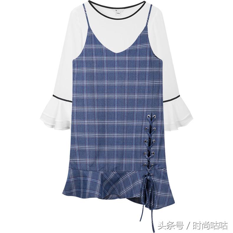 儿童人造棉连衣裙荷叶边,韩国荷叶边连衣裙慵懒风