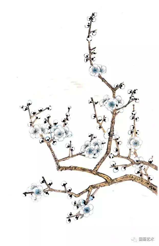 彩墨梅花国画作品欣赏,彩墨梅花画法步骤