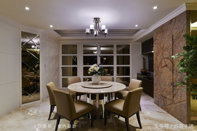 鼎晟大理石瓷砖搭配微晶石鱼肚纹背景墙打造经典传世之美