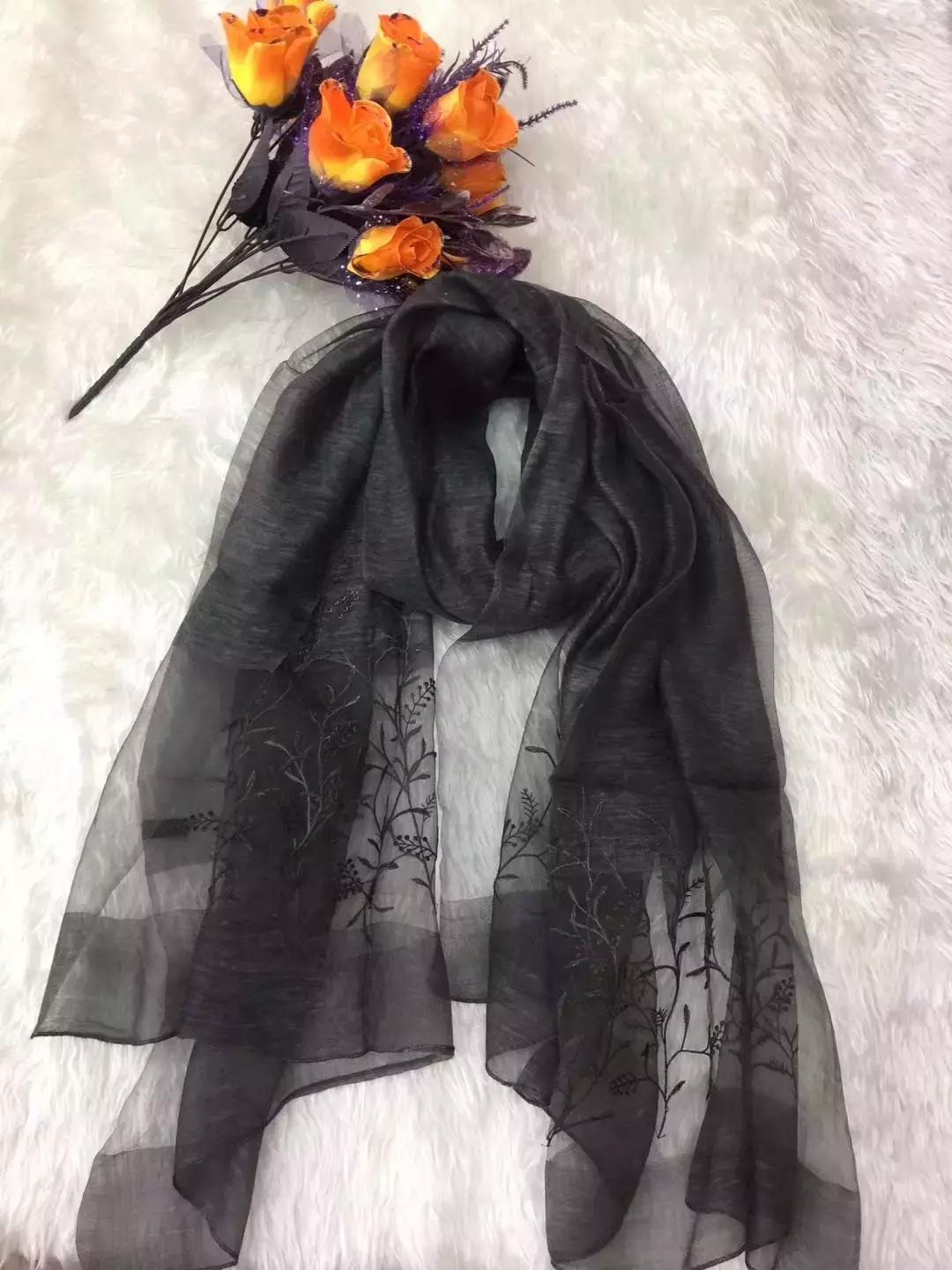 天丝刺绣丝巾,织围巾真丝